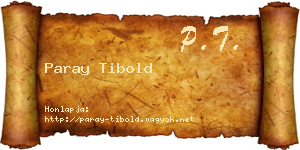 Paray Tibold névjegykártya